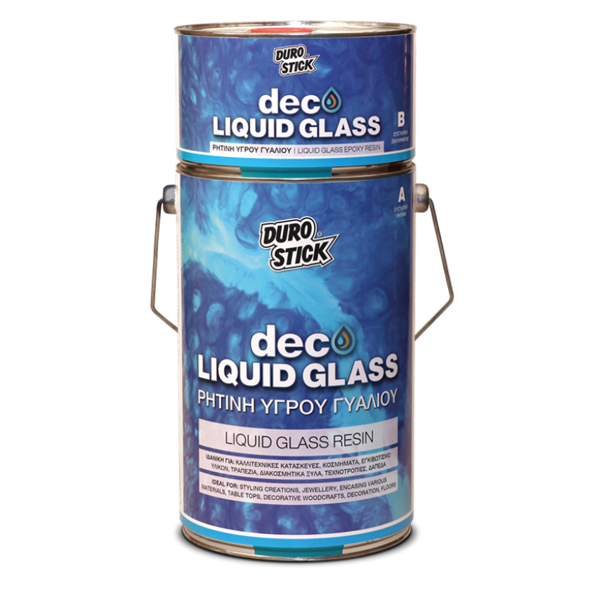 Deco Liquid Glass ΡΗΤΙΝΗ ΥΓΡΟΥ ΓΥΑΛΙΟΥ ΕΠΙΣΤΡΩΣΗΣ ΚΑΙ ΧΥΤΕΥΣΗΣ ΕΩΣ 4Cm 375gr (Α 240gr + Β 135gr) DUROSTICK ΝΤΕΚΛΙΓ375
