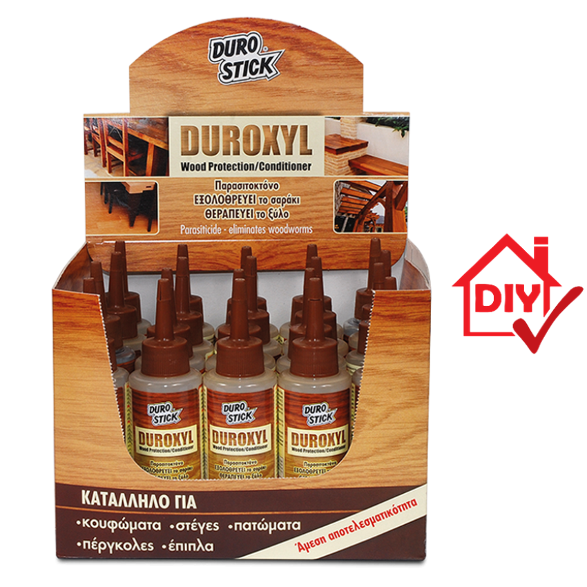 Duroxyl Wood Protection/Conditioner ΠΑΡΑΣΙΤΟΚΤΟΝΟ - ΕΞΟΛΟΘΡΕΥΕΙ ΑΠΟΤΕΛΕΣΜΑΤΙΚΑ ΤΟ ΣΑΡΑΚΙ ΤΟΥ ΞΥΛΟΥ 120ml DUROSTICK ΞΥΓΠ12