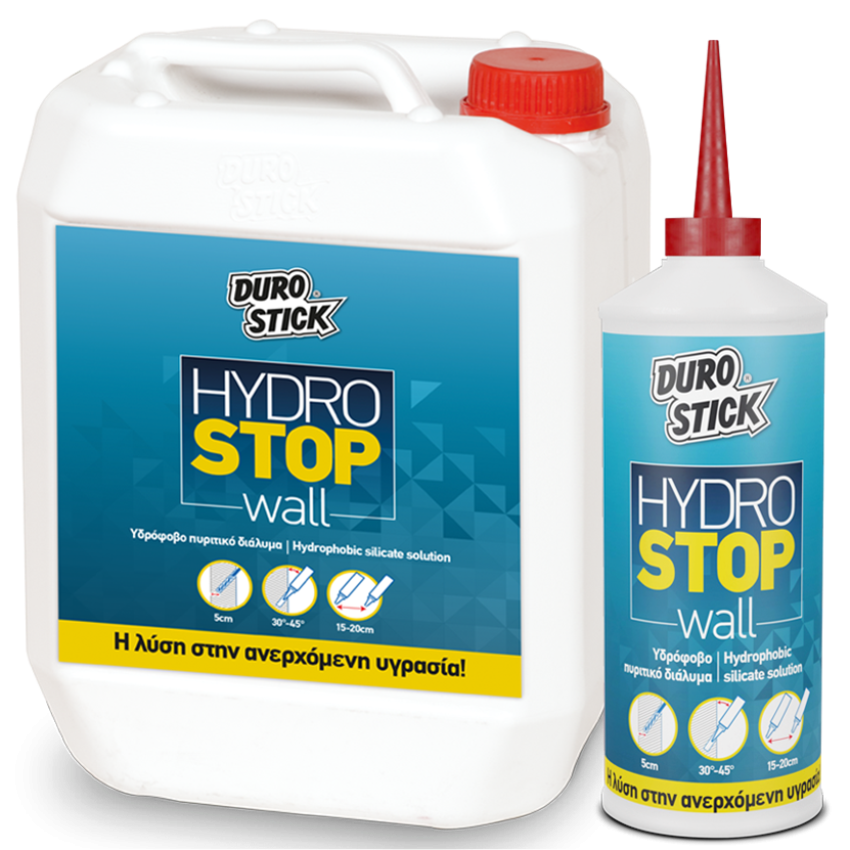 Hydrostop Wall ΥΔΡΟΦΟΒΟ ΠΥΡΙΤΙΚΟ ΔΙΑΛΥΜΑ ΜΕ ΔΙΕΙΣΔΥΤΙΚΗ ΙΚΑΝΟΤΗΤΑ ΚΑΤΑ ΤΗΣ ΑΝΕΡΧΟΜΕΝΗΣ ΥΓΡΑΣΙΑΣ 5Kg DUROSTICK ΣΒΓΑΛ05