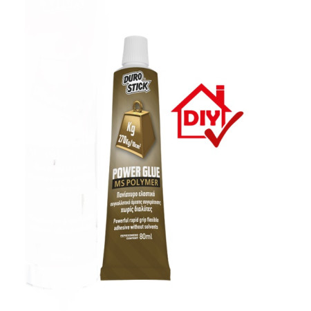 MS-Polymer Power Glue ΚΟΛΛΑ ΠΑΝΙΣΧΥΡΗ ΕΛΑΣΤΙΚ0 ΣΥΓΚΟΛΛΗΤΙΚΟ ΑΜΕΣΗΣ ΣΥΓΚΡΑΤΗΣΗΣ 80ml DUROSTICK ΣΜΠΟΠΓ80