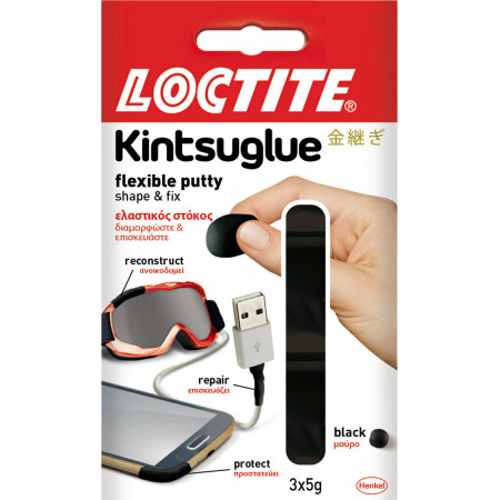 Ελαστικός επισκευαστικός στόκος πολλαπλών χρήσεων χρώμα μαύρο 3x5g Kintsuglue Loctite 059165