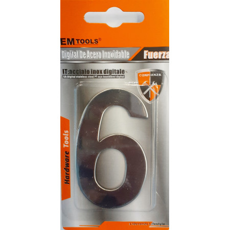 ΑΡΙΘΜΟΣ ΑΥΤΟΚΟΛΛΗΤΟΣ ΙΝΟΧ 7.5cm Νο6 EMTOOLS 159167