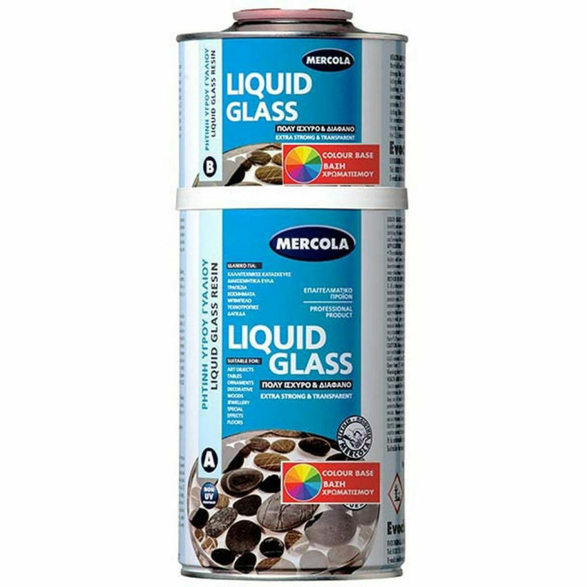 Mercola Liquid Glass Colour Base ΡΗΤΙΝΗ ΥΓΡΟΥ ΓΥΑΛΙΟΥ ΕΠΙΣΤΡΩΣΗΣ ΚΑΙ ΧΥΤΕΥΣΗΣ ΔΙΑΦΑΝΗΣ ΒΑΣΗ ΙΔΑΝΙΚΗ ΓΙΑ ΧΡΩΜΑΤΙΣΜΟ ΕΩΣ 12mm 1kg 1898