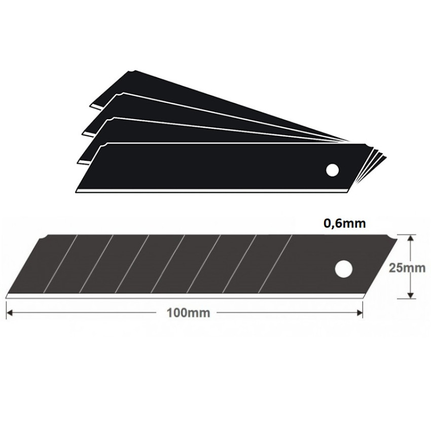 Ανταλλακτικές λάμες για κόφτες μοκέτας μαύρες 18mm σετ 10 τεμαχίων OEM 24043