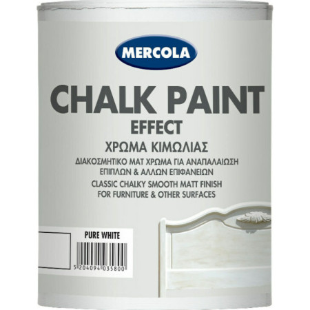 MERCOLA CHALK PAINT ΔΙΑΚΟΣΜΗΤΙΚΟ ΜΑΤ ΧΡΩΜΑ ΚΙΜΩΛΙΑΣ ΓΙΑ ΑΝΑΠΑΛΑΙΩΣΗ ΕΠΙΦΑΝΕΙΩΝ ΧΡΩΜΑ Pure White 750ml 3580