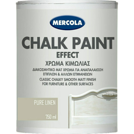 MERCOLA CHALK PAINT ΔΙΑΚΟΣΜΗΤΙΚΟ ΜΑΤ ΧΡΩΜΑ ΚΙΜΩΛΙΑΣ ΓΙΑ ΑΝΑΠΑΛΑΙΩΣΗ ΕΠΙΦΑΝΕΙΩΝ ΧΡΩΜΑ Pure Liner 750ml 3584