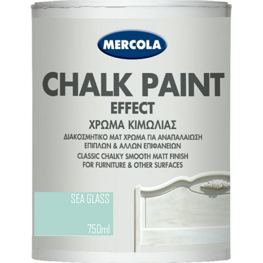 MERCOLA CHALK PAINT ΔΙΑΚΟΣΜΗΤΙΚΟ ΜΑΤ ΧΡΩΜΑ ΚΙΜΩΛΙΑΣ ΓΙΑ ΑΝΑΠΑΛΑΙΩΣΗ ΕΠΙΦΑΝΕΙΩΝ ΧΡΩΜΑ Sea Glass 750ml 3592