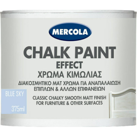 MERCOLA CHALK PAINT ΔΙΑΚΟΣΜΗΤΙΚΟ ΜΑΤ ΧΡΩΜΑ ΚΙΜΩΛΙΑΣ ΓΙΑ ΑΝΑΠΑΛΑΙΩΣΗ ΕΠΙΦΑΝΕΙΩΝ ΧΡΩΜΑ Blue Sky 375ml 3611