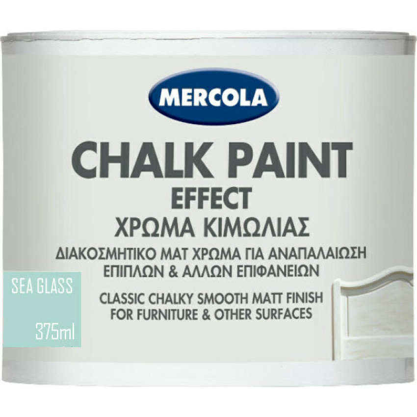 MERCOLA CHALK PAINT ΔΙΑΚΟΣΜΗΤΙΚΟ ΜΑΤ ΧΡΩΜΑ ΚΙΜΩΛΙΑΣ ΓΙΑ ΑΝΑΠΑΛΑΙΩΣΗ ΕΠΙΦΑΝΕΙΩΝ ΧΡΩΜΑ Sea Glass 375ml 3613 MERCOLA CHALK PAINT ΔΙΑΚΟΣΜΗΤΙΚΟ ΜΑΤ ΧΡΩΜΑ ΚΙΜΩΛΙΑΣ ΓΙΑ ΑΝΑΠΑΛΑΙΩΣΗ ΕΠΙΦΑΝΕΙΩΝ ΧΡΩΜΑ Sea Glass 375ml 3613