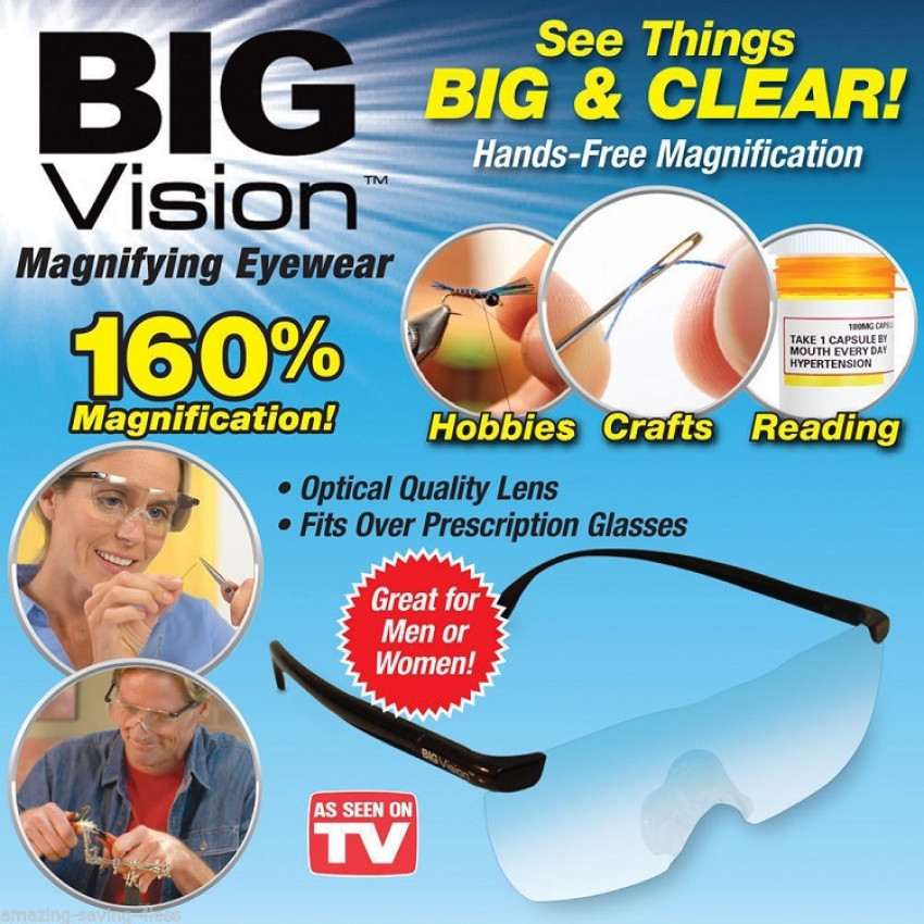 ΓΥΑΛΙΑ ΜΕ ΜΕΓΕΘΥΝΤΙΚΟ ΦΑΚΟ 160% Big Vision Magnifying Glasses OEM 457554