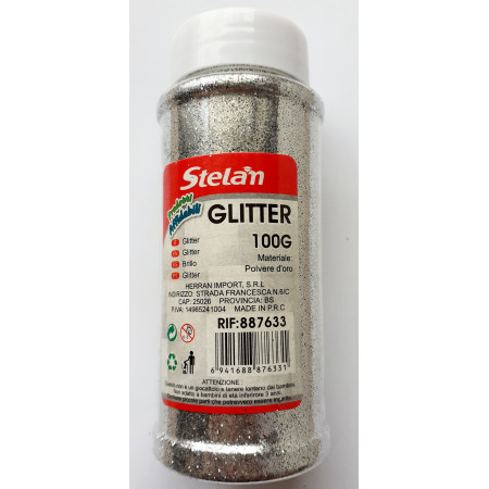 GLITTER - ΧΡΥΣΟΣΚΟΝΗ 100gr ΧΡΩΜΑ ΑΣΗΜΙ Stelan 887633