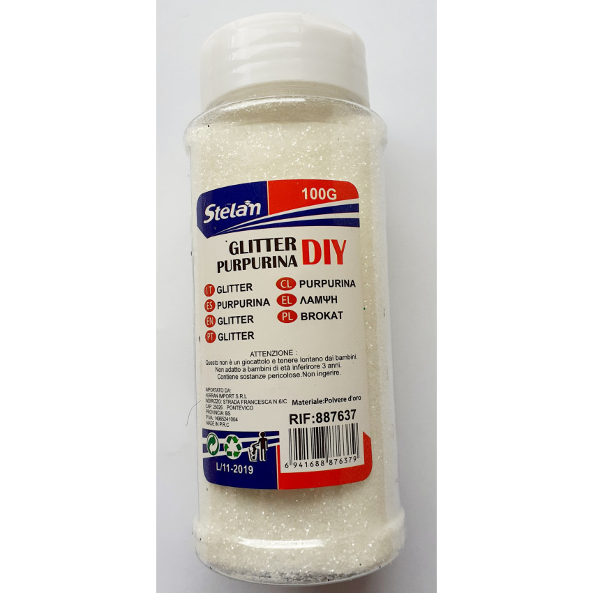GLITTER - ΧΡΥΣΟΣΚΟΝΗ 100gr ΧΡΩΜΑ ΛΕΥΚΟ Stelan 887637 GLITTER - ΧΡΥΣΟΣΚΟΝΗ 100gr ΧΡΩΜΑ ΛΕΥΚΟ Stelan 887637