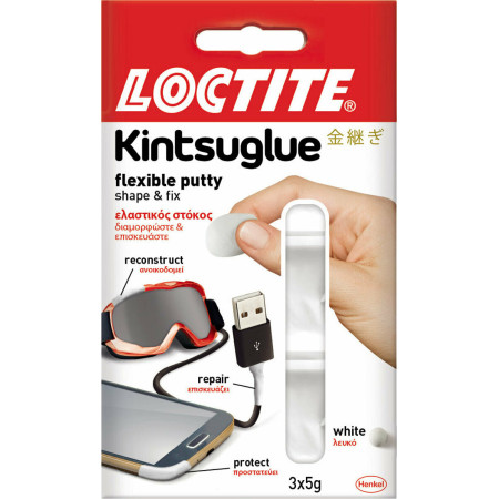 Ελαστικός επισκευαστικός στόκος πολλαπλών χρήσεων χρώμα λευκό 3x5g Kintsuglue Loctite 919710