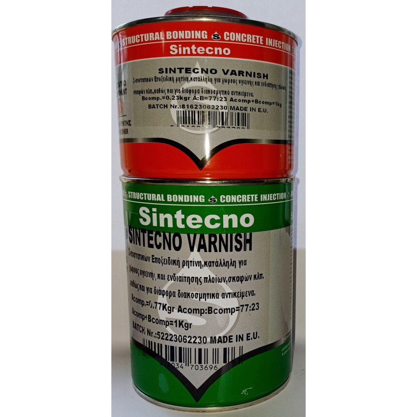 Sintecno Varnish Liquid Glass Διαφανής Ρητήνη υγρού γυαλιού επίστρωσης και χύτευσης εώς και 3Cm 1kg 5212034703696 / 5212034703702