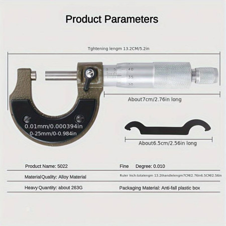 Μικρόμετρο Εξωτερικής Διαμέτρου 0,01mm / 0-25mm OEM 94553
