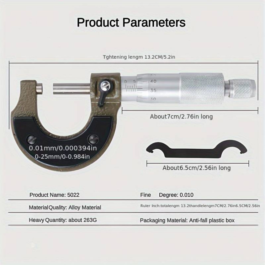 Μικρόμετρο Εξωτερικής Διαμέτρου 0,01mm / 0-25mm OEM 94553 Μικρόμετρο Εξωτερικής Διαμέτρου 0,01mm / 0-25mm OEM 94553