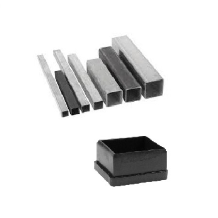 Πέλμα - Τάπα χωνευτή PVC για τετράγωνο στρατζαριστό, χρώμα μαύρο 6 τεμάχια με (τρύπα 17mmx17mm) (Μήκος 20mm) (Πέλμα 18mmx18mm) LASIPLAST LAS17X17