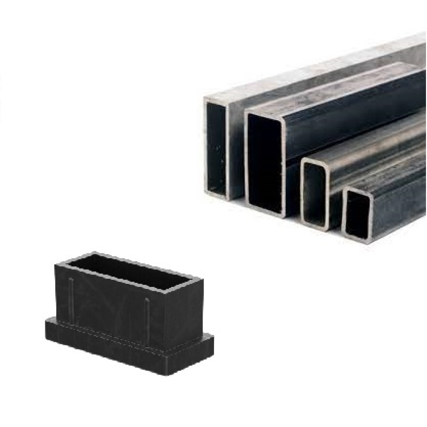 Πέλμα - Τάπα χωνευτή PVC για στρατζαριστό, χρώμα μαύρο 4 τεμάχια με (τρύπα 48mmx18mm) (Μήκος 24mm) (Πέλμα 50mmx20mm) LASIPLAST LAS50X20