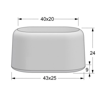 Πέλμα - Τάπα PVC εξωτερικό χρώμα λευκό σχήμα οβάλ κατάλληλο για έπιπλα σετ 2 τεμαχίων με τρύπα 40mmx20mm LASIPLAST LAS425