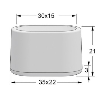 Πέλμα - Τάπα PVC εξωτερικό χρώμα λευκό σχήμα οβάλ κατάλληλο για έπιπλα σετ 2 τεμαχίων με τρύπα 30mmx15mm LASIPLAST LAS426