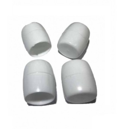 Πέλμα - Τάπα PVC Εξωτερικό χρώμα λευκό σχήμα Βαρελάκι κατάλληλο για έπιπλα σετ 4 τεμαχίων με τρύπα Φ22mm x Μήκος 27mm x Πέλμα Φ31mm LASIPLAST LAS444