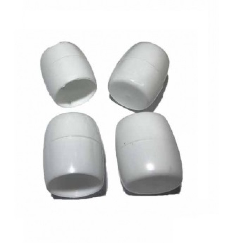 Πέλμα - Τάπα PVC Εξωτερικό χρώμα λευκό σχήμα Βαρελάκι κατάλληλο για έπιπλα σετ 4 τεμαχίων με τρύπα Φ25mm x Μήκος 33mm x Πέλμα Φ31mm LASIPLAST LAS442