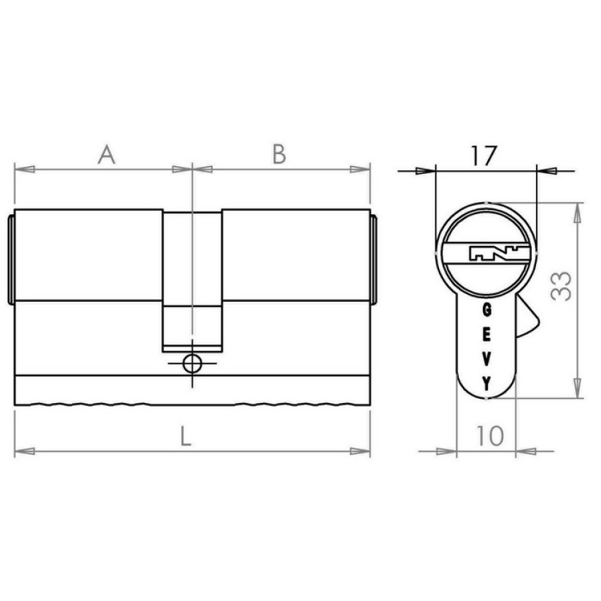 Κύλινδρος υπερασφαλείας για όλες τις χωνευτές κλειδαριές μήκος 85mm χρώμα νίκελ GEVY 310070000