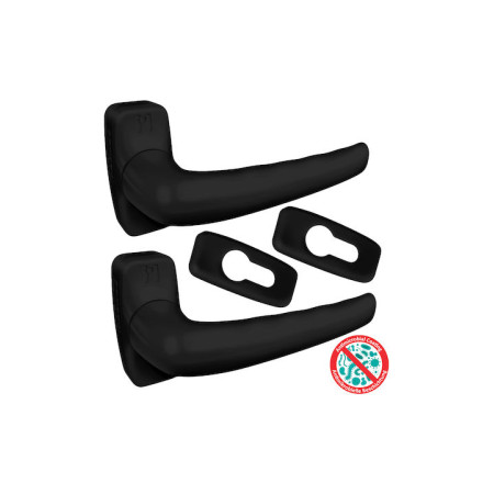 Πόμολο διπλό μαύρο για ανοιγόμενες πόρτες με αντιμικροβιακή βαφή Domus EURO 6210Μ