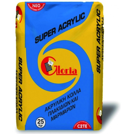 GLORIA SUPER ACRYLIC C2TE S1 ΑΚΡΥΛΙΚΗ ΚΟΛΛΑ ΠΛΑΚΙΔΙΩΝ ΠΛΑΚΙΔΙΩΝ - ΜΑΡΜΑΡΩΝ - ΓΡΑΝΙΤΩΝ ΛΕΥΚΗ 25kg 020101