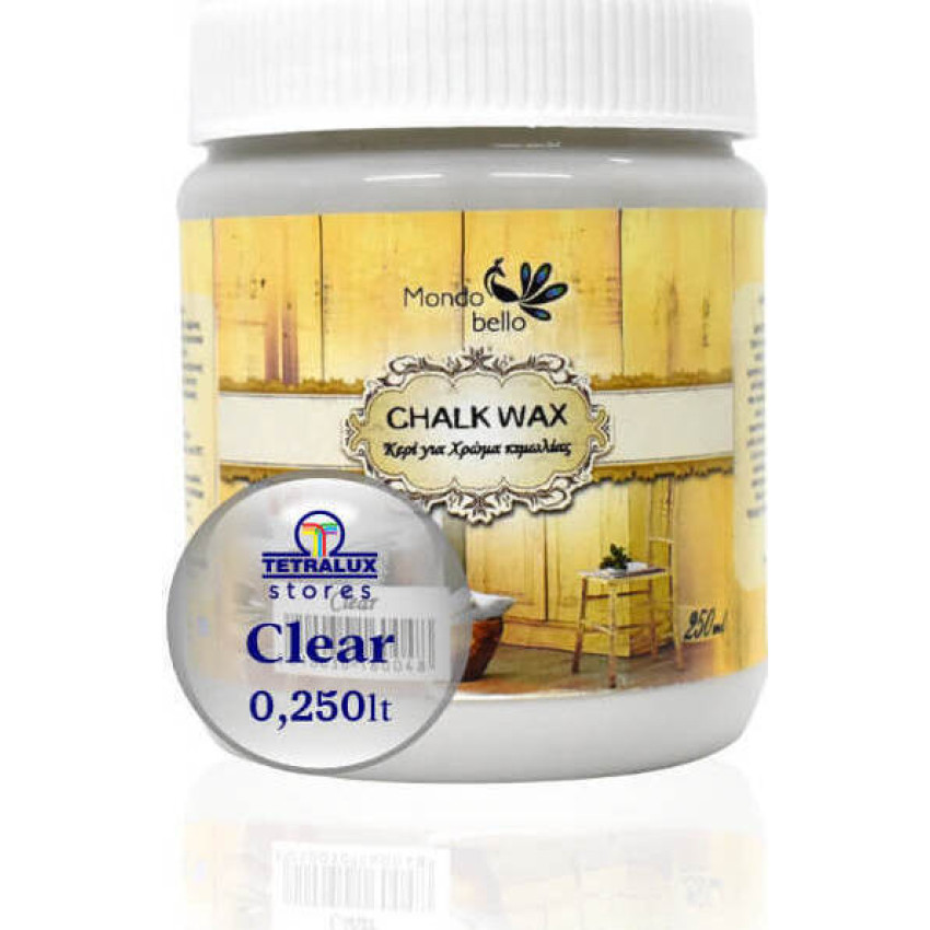 ΚΕΡΙ ΔΙΑΦΑΝΟ ΓΙΑ ΧΡΩΜΑ ΚΙΜΩΛΙΑΣ MONDO BELLO Chalk Paint 250ml MD-WAX-CL ΚΕΡΙ ΔΙΑΦΑΝΟ ΓΙΑ ΧΡΩΜΑ ΚΙΜΩΛΙΑΣ MONDO BELLO Chalk Paint 250ml MD-WAX-CL