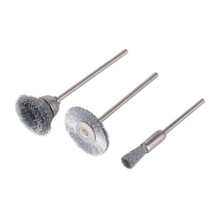 MINI ΒΟΥΡΤΣΕΣ ΑΤΣΑΛ. ΣΕΤ 3τεμΣΥΡΜΑ Φ0.1mm, ΣΤΕΛΕΧΟΣ 2.35mm WOLFCRAFT 2114000