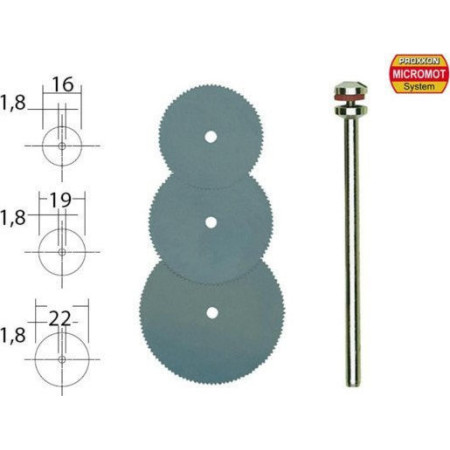ΔΙΣΚΟΙ ΜΟΝΤΕΛΙΣΜΟΥ ΚΟΠΗΣ + ΣΤΕΛΕΧΟΣ ΣΕΤ 3ΤΕΜ Φ16-Φ19-Φ22MM PROXXON 2883000