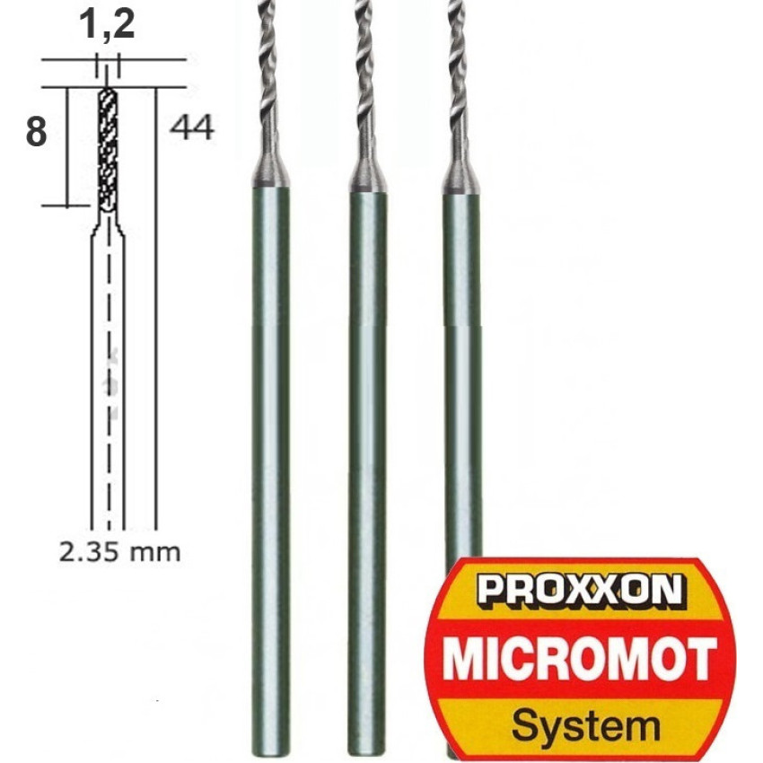 ΤΡΥΠΑΝΙΑ ΜΕΤΑΛΛΟΥ 1,2mm ΜΟΝΤΕΛΙΣΜΟΥ  ΣΕΤ 3ΤΕΜ PROXXON 2885600