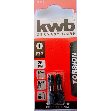 Μύτες σταυρού PZ2 x 25mm 2 τεμαχίων από ατσάλι S2. KWB 49122102