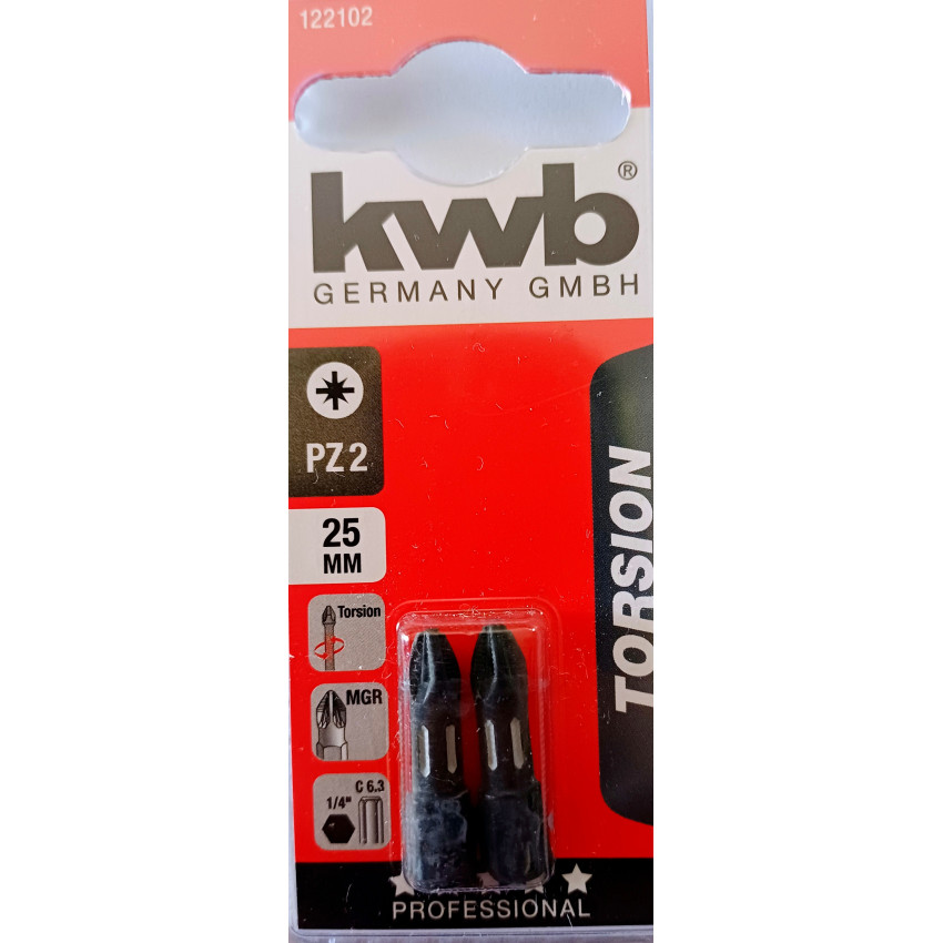 Μύτες σταυρού PZ2 x 25mm 2 τεμαχίων από ατσάλι S2. KWB 49122102 Μύτες σταυρού PZ2 x 25mm 2 τεμαχίων από ατσάλι S2. KWB 49122102