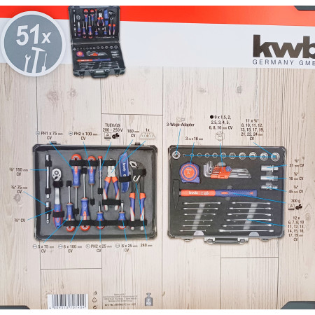 Εργαλειοθήκη Κασετίνα με 51 τεμάχια. kwb 49370740
