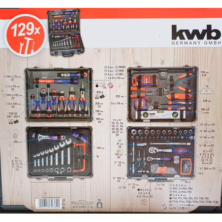 Εργαλειοθήκη Κασετίνα με 129 τεμάχια kwb 49370780