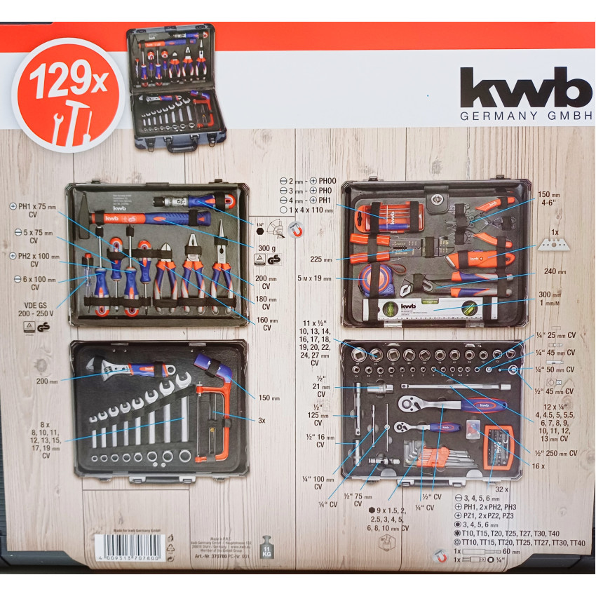 Εργαλειοθήκη Κασετίνα με 129 τεμάχια kwb 49370780 Εργαλειοθήκη Κασετίνα με 129 τεμάχια kwb 49370780