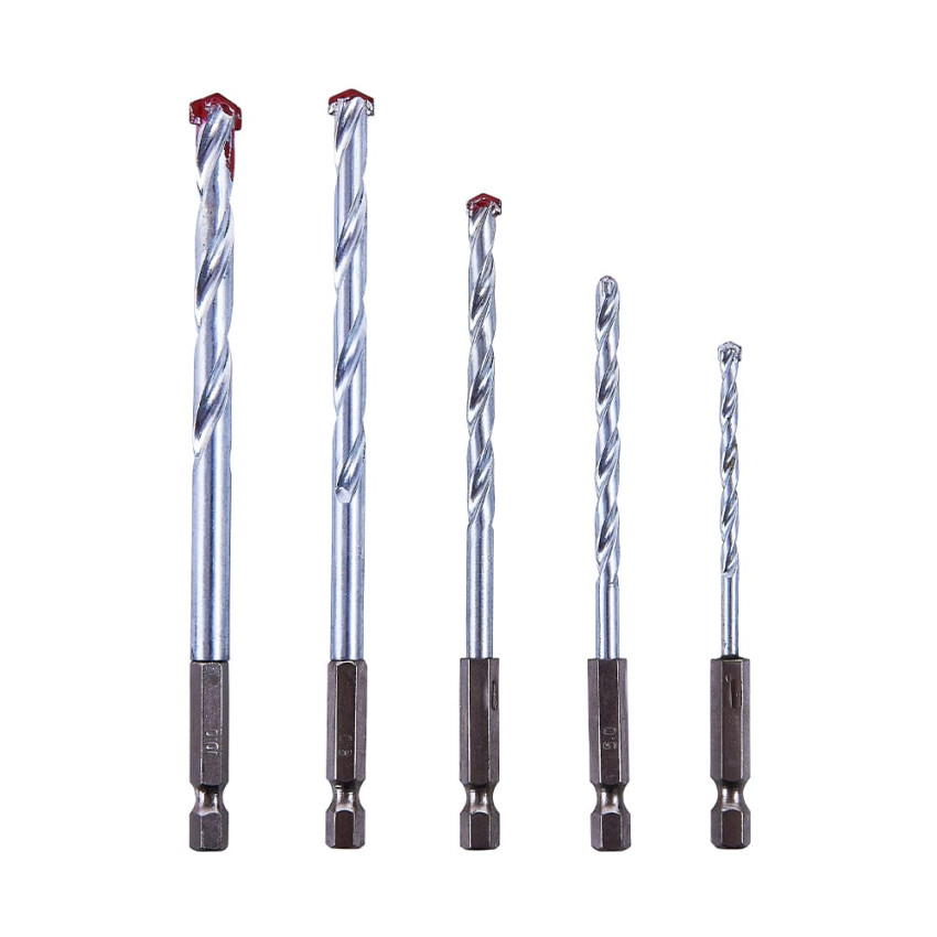 Σετ 5 τεμαχίων Τρυπάνια No4mm,5mm,6mm,8mm,10mm δομικών Υλικών για Κατσαβιδιέρα με Εξάγωνο Στέλεχος 1/4″ OEM 618242
