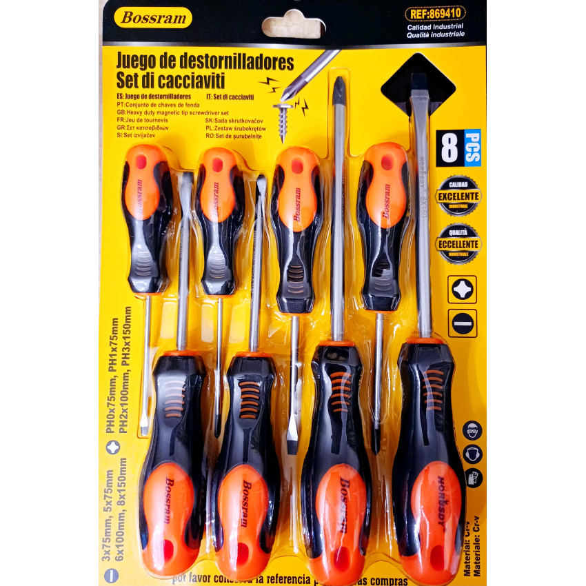 Σετ κατσαβίδια 8 τεμαχίων CrV Bossram 869410 Σετ κατσαβίδια 8 τεμαχίων CrV Bossram 869410