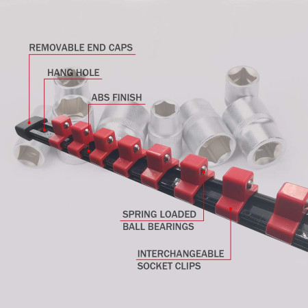 Βάση-Θήκη Αποθήκευσης 28cm x 3.5cm για Καρυδάκια 1/4 με 20 Κλιπ Herran 887476