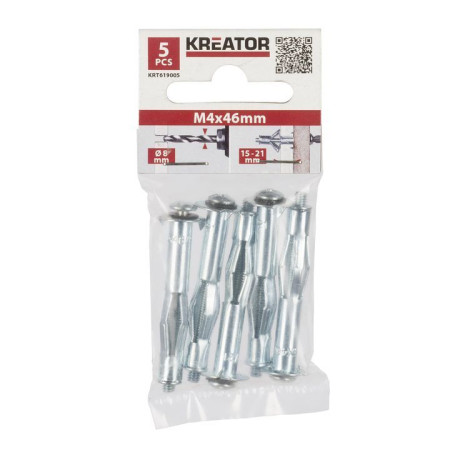 Βύσματα μεταλλικά για γυψοσανίδα M4 x 46 mm 5τεμ Kreator 6680007