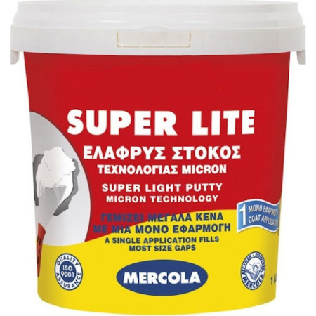 Στόκος προεργασίας Prime Super Lite 1L σε χρώμα λευκό ελαφρόστοκος MERCOLA 07047