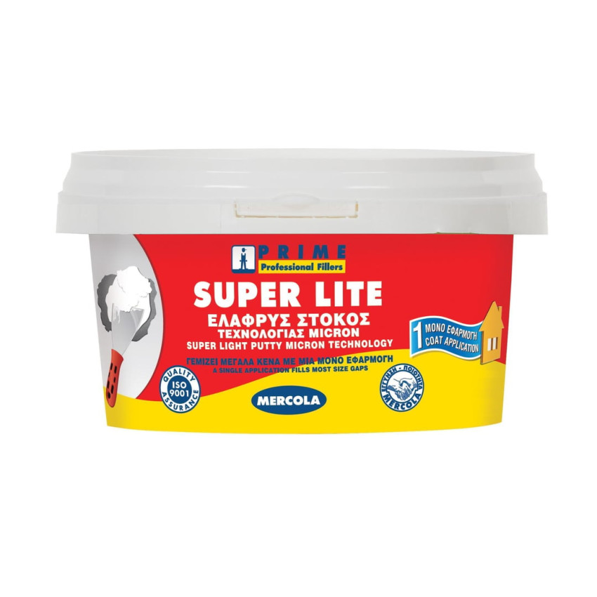 Στόκος προεργασίας Prime Super Lite 0.5L σε χρώμα λευκό ελαφρόστοκος MERCOLA 7154