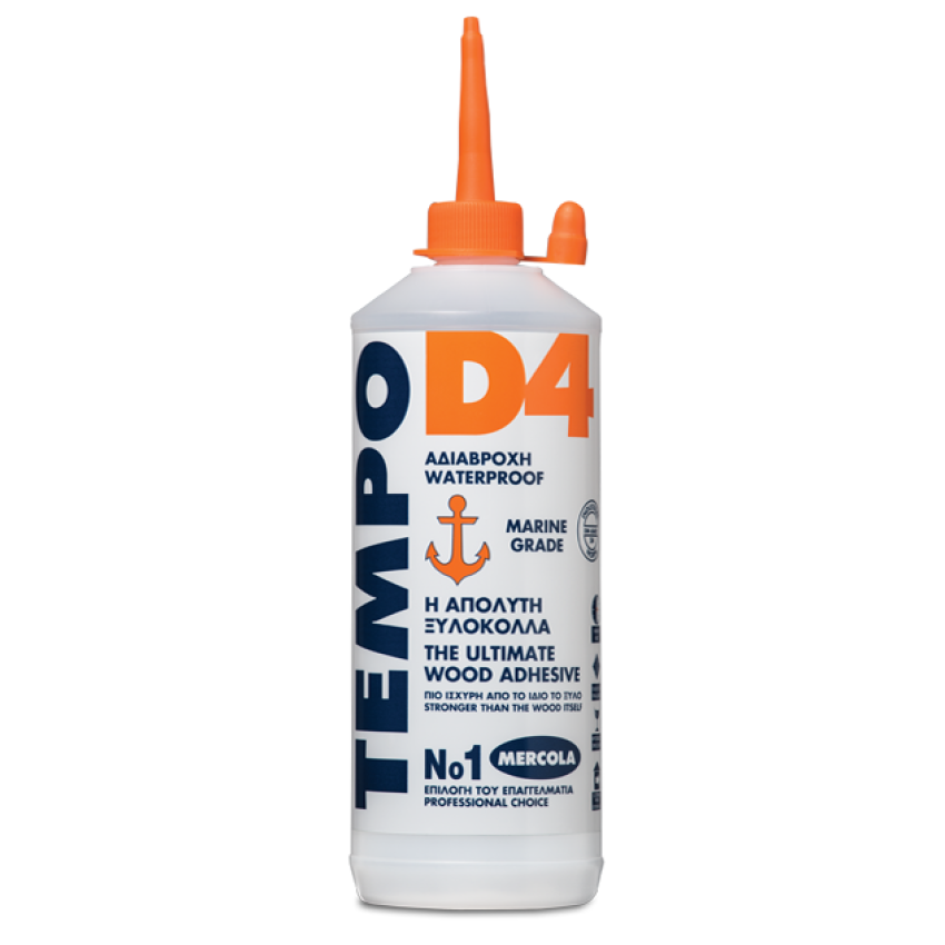 Κόλλα ξύλου υγράντοχη κρυσταλλιζέ D4 750gr Mercola Tempo Marine D4 1019 Κόλλα ξύλου υγράντοχη κρυσταλλιζέ D4 750gr Mercola Tempo Marine D4 1019