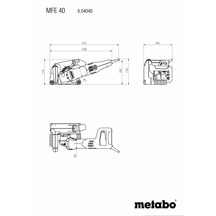 METABO ΦΡΕΖΑ ΑΥΛΑΚΩΣΕΩΝ ΤΟΙΧΟΥ  1900W MFE 40 604040500