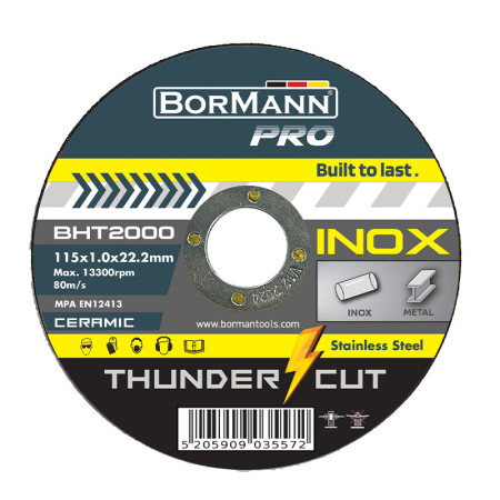 ΔΙΣΚΟΣ ΚΟΠΗΣ  ''THUNDER-CUT" ΙΝΟΧ EXTRA LONG CERAMIC Φ115x1mm BHT2000 BORMANN 069225