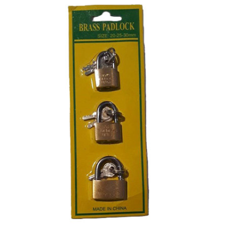 ΛΟΥΚΕΤΑ ΣΕΤ 3ΤΕΜ BRASS PADLOCK 27119