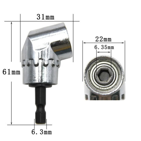 Τσοκ γωνιακό μίνι για εξάγωνες μύτες 1/4'' OEM 626452