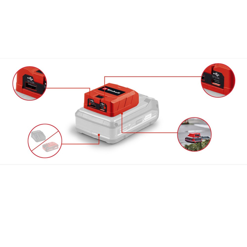 Αντάπτορας USB Μπαταρίας TC-CP 18 Li USB A/C-Solo Einhell 4514148